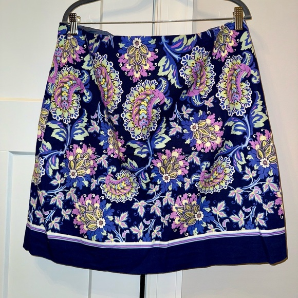 Talbots Blue and Pink Paisley Mini Skirt - Picture 2 of 3